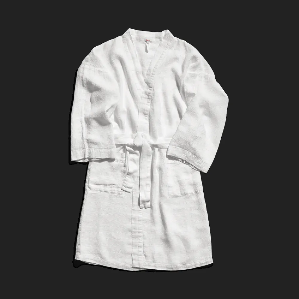200 LINTEX Peignoir en lin - Nid d'abeille - Blanc Optique