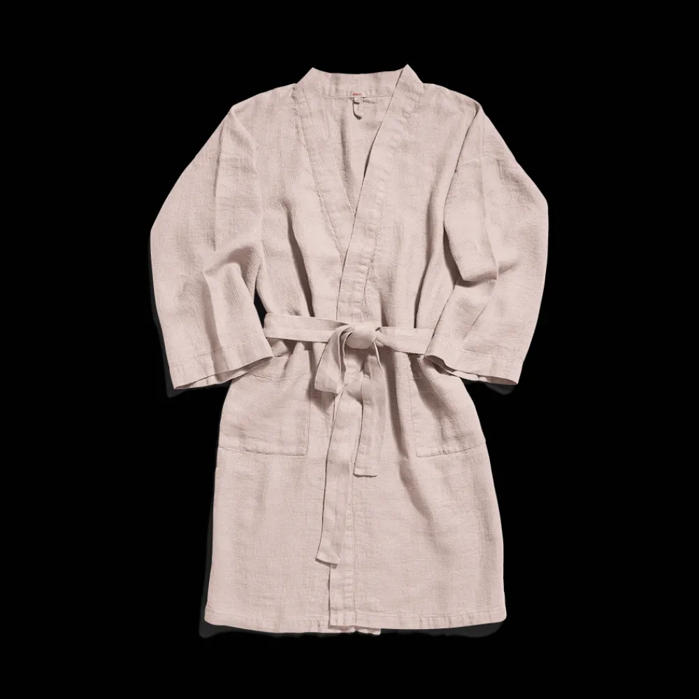 200 LINTEX Peignoir en lin - Nid d'abeille - Beige Rosé