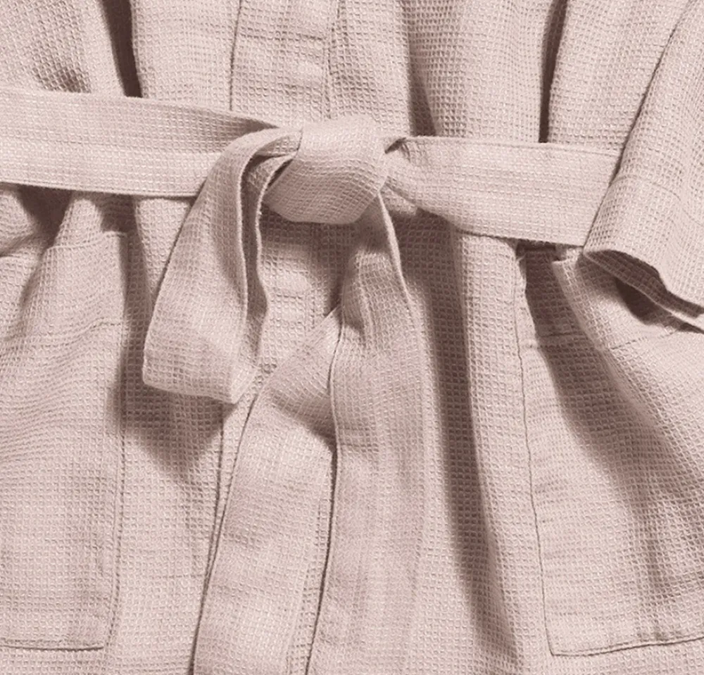 200 LINTEX Peignoir en lin - Nid d'abeille - Beige Rosé