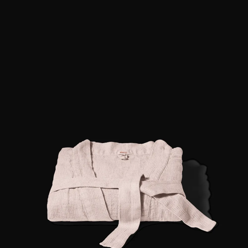 200 LINTEX Peignoir en lin - Nid d'abeille - Beige Rosé