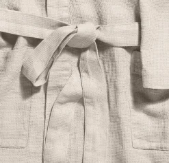 200 LINTEX Peignoir en lin - Nid d'abeille - Pierre