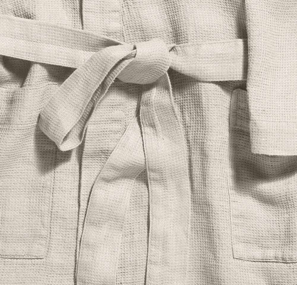 200 LINTEX Peignoir en lin - Nid d'abeille - Pierre