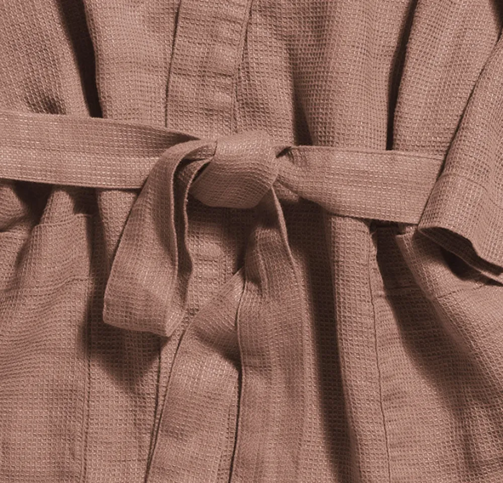 200 LINTEX Peignoir en lin - Nid d'abeille - Rose Argile