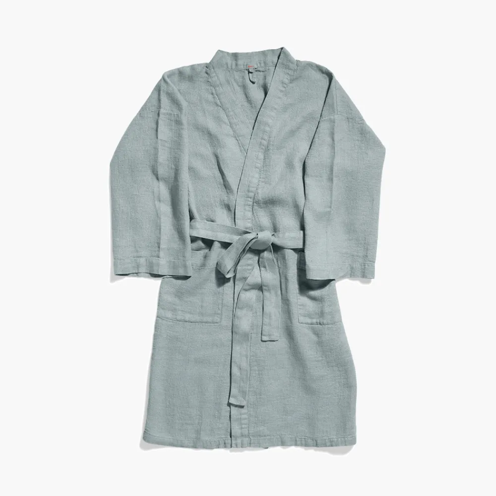 200 LINTEX Peignoir en lin - Nid d'abeille - Gris Vésuve