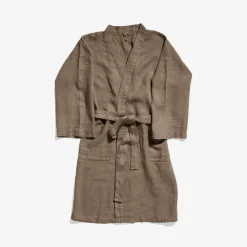 200 LINTEX Peignoir en lin - Nid d'abeille - Brun Cha Iro