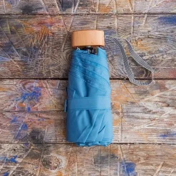 1256 ANATOLE Petit parapluie bois - Bleu Gris