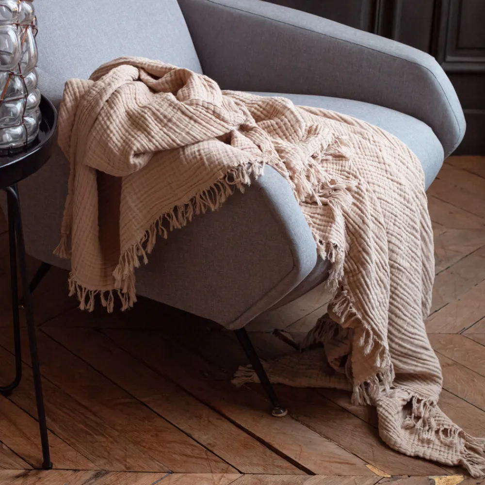2100 GAZEX Plaid en gaze de coton - Beige Quai de Seine