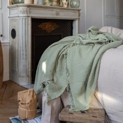 2100 GAZEX Plaid en gaze de coton - Vert 77 Rue de Varenne