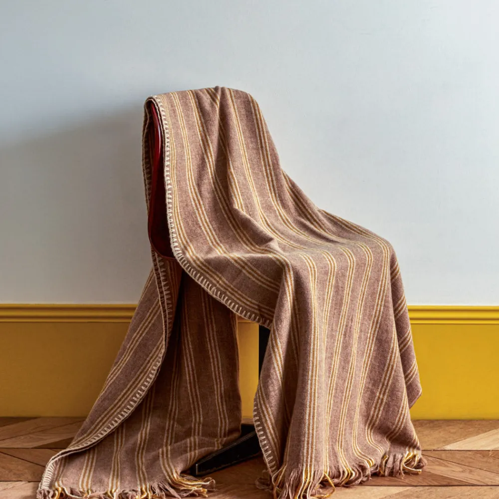 2959 BED AND PHILOSOPHY Plaid en laine Castor - Chamois