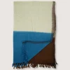 1050 MOISMONT Plaid en laine n°83 - Bleu & Café - Moismont