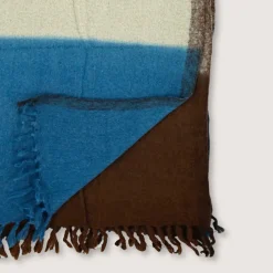 1050 MOISMONT Plaid en laine n°83 - Bleu & Café - Moismont