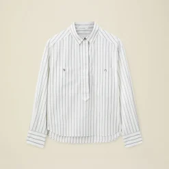 Women Pomandère - Chemise rayée - Blanche