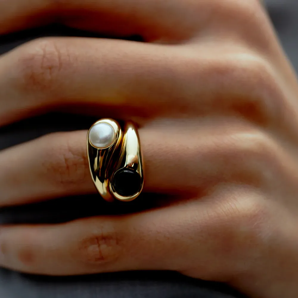 Women RAGBAG - Bague Dualism Perle - Doré