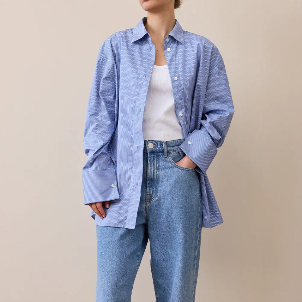 Women ROHE - Chemise Rayée - Bleu