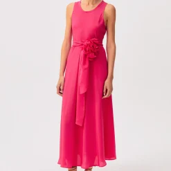Women ROSSO 35 Rosso35 - Robe sans manches avec ceinture en crêpe de chine - Fuchsia