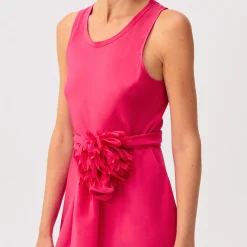 Women ROSSO 35 Rosso35 - Robe sans manches avec ceinture en crêpe de chine - Fuchsia