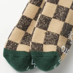 Women Rototo - Chaussettes à Damier - Beige & Vert