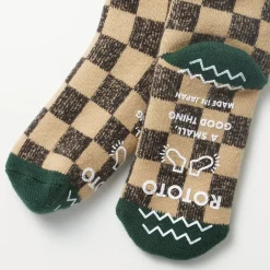 Women Rototo - Chaussettes à Damier - Beige & Vert