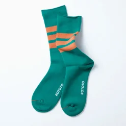 Women Rototo - Chaussettes Rayées - Vert & Orange