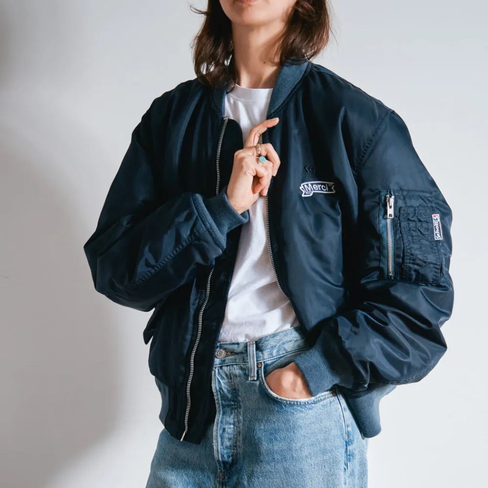 Women Schott x Merci - Bomber Vintage - Marine