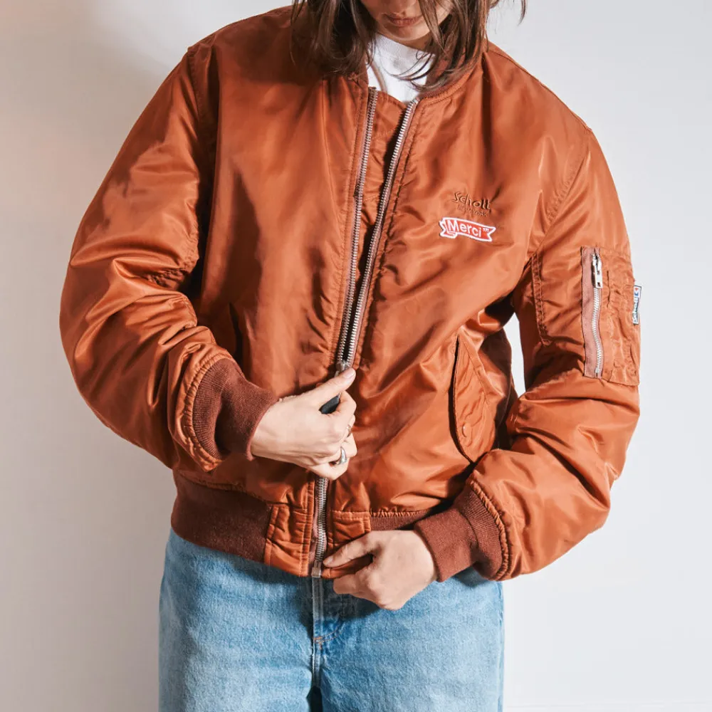 Women Schott x Merci - Bomber Vintage - Marron