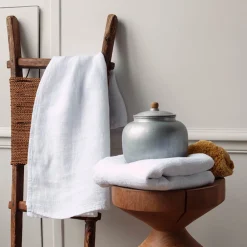 200 LINTEX Serviette de bain en lin - Nid d'abeille - Blanc Optique