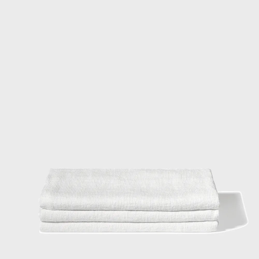 200 LINTEX Serviette de bain en lin - Nid d'abeille - Blanc Optique