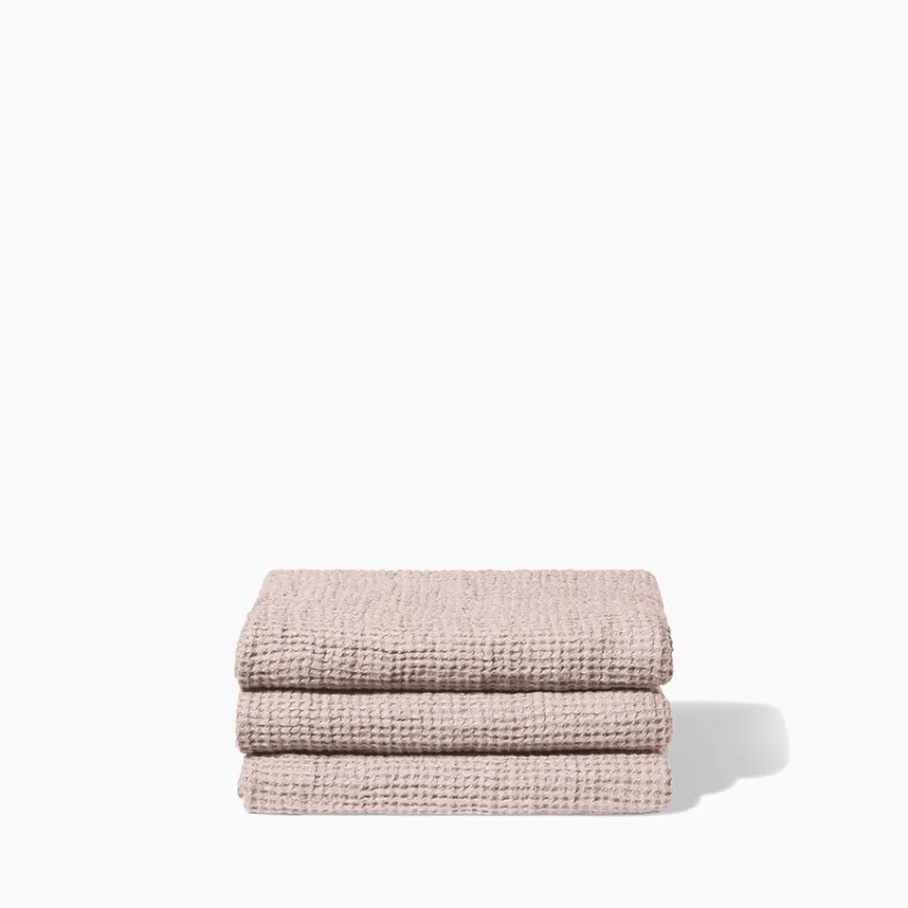 200 LINTEX Serviette de bain en lin - Waffle - Beige Rosé