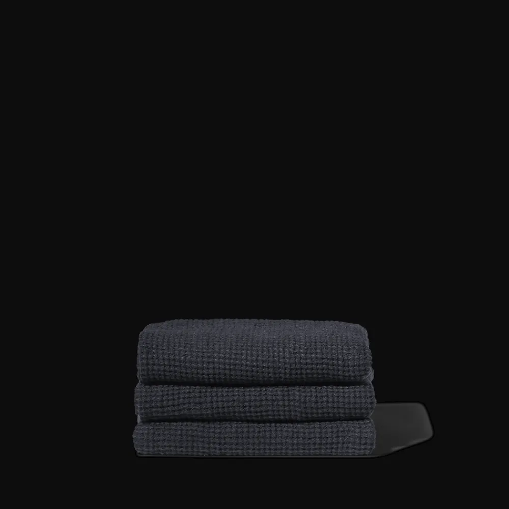 200 LINTEX Serviette de bain en lin - Waffle - Bleu Encre