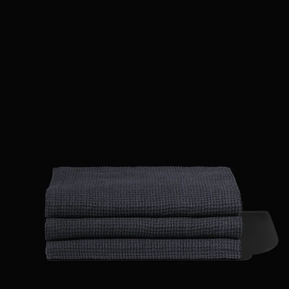 200 LINTEX Serviette de bain en lin - Waffle - Bleu Encre