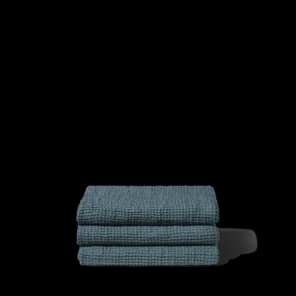 200 LINTEX Serviette de bain en lin - Waffle - Bleu Pétrole