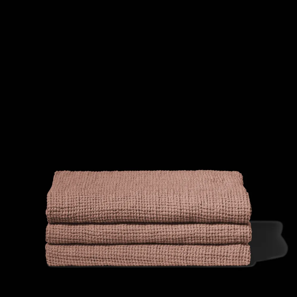 200 LINTEX Serviette de bain en lin - Waffle - Rose Argile