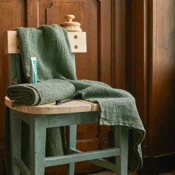 200 LINTEX Serviette de bain en lin - Waffle - Vert d'Anduze