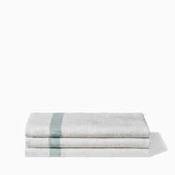 200 LINTEX Serviette de bain en lin - Nid d'abeille - Bande Gris Vésuve