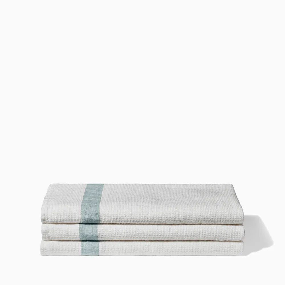 200 LINTEX Serviette de bain en lin - Nid d'abeille - Bande Gris Vésuve