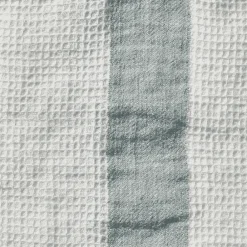 200 LINTEX Serviette de bain en lin - Nid d'abeille - Bande Gris Vésuve