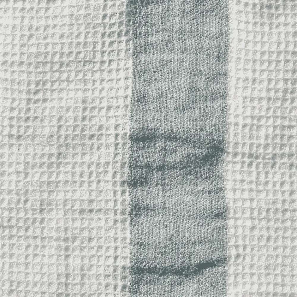 200 LINTEX Serviette de bain en lin - Nid d'abeille - Bande Gris Vésuve