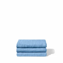 200 LINTEX Serviette de bain en lin - Waffle - Bleu Tyrrhénien