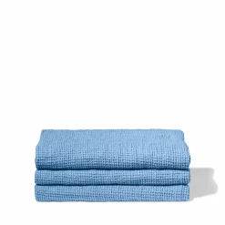 200 LINTEX Serviette de bain en lin - Waffle - Bleu Tyrrhénien