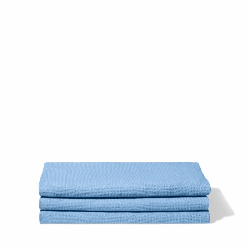200 LINTEX Serviette de bain en lin - Nid d'abeille - Bleu Tyrrhénien