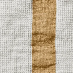 200 LINTEX Serviette de bain en lin - Nid d'abeille - Bande Jaune Asahi