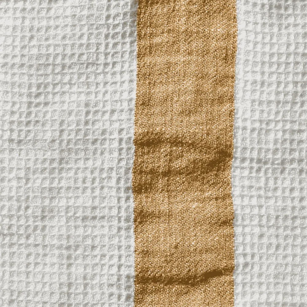 200 LINTEX Serviette de bain en lin - Nid d'abeille - Bande Jaune Asahi