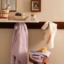 200 LINTEX Serviette de bain en lin - Waffle - Parme Fuji Iro