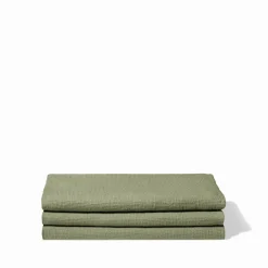 200 LINTEX Serviette de bain en lin - Nid d'abeille - Vert Komorebi