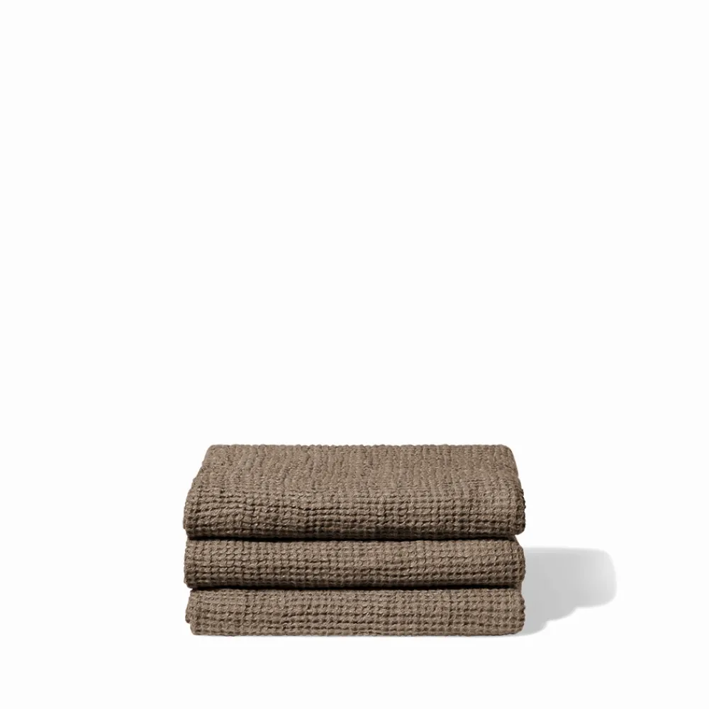 200 LINTEX Serviette de bain en lin - Waffle - Brun Cha Iro