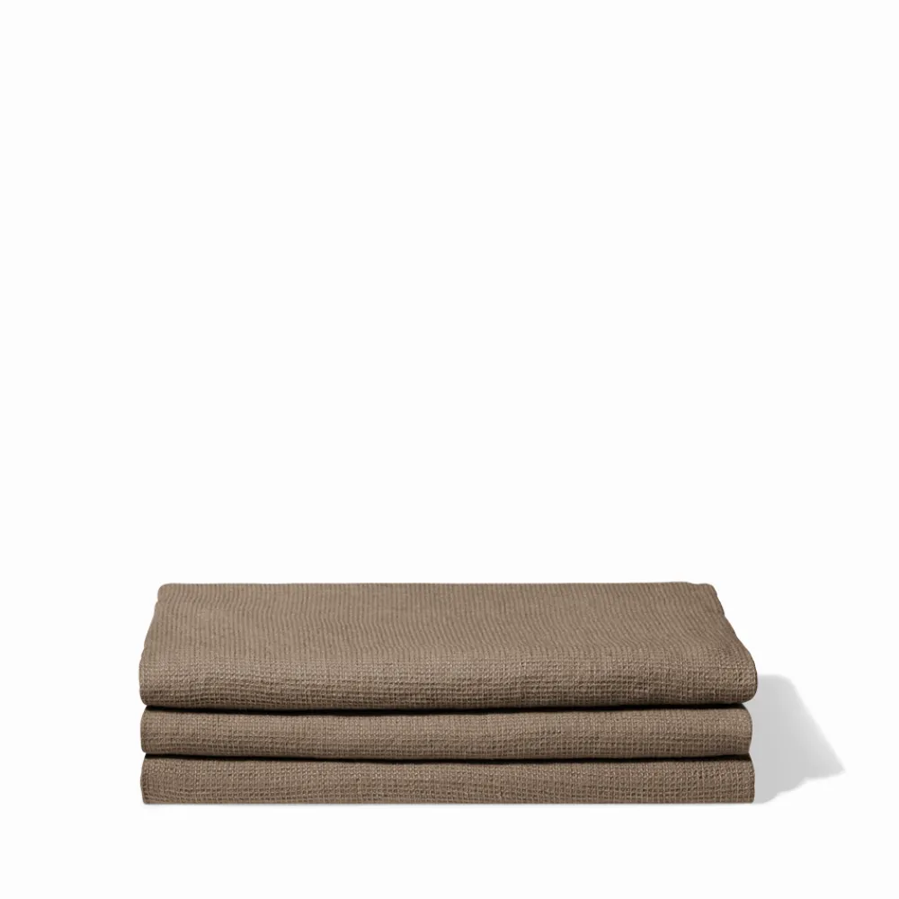 200 LINTEX Serviette de bain en lin - Nid d'abeille - Brun Cha Iro