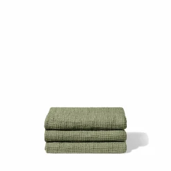 200 LINTEX Serviette de bain en lin - Waffle - Vert Komorebi