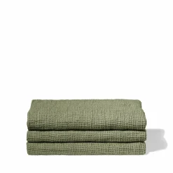 200 LINTEX Serviette de bain en lin - Waffle - Vert Komorebi