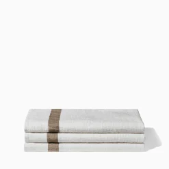 200 LINTEX Serviette de bain en lin - Nid d'abeille - Bande Brun Cha Iro