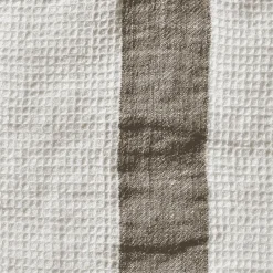 200 LINTEX Serviette de bain en lin - Nid d'abeille - Bande Brun Cha Iro